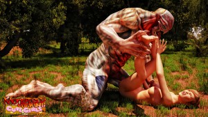 Red-haired babe fucked hard by 3D alien